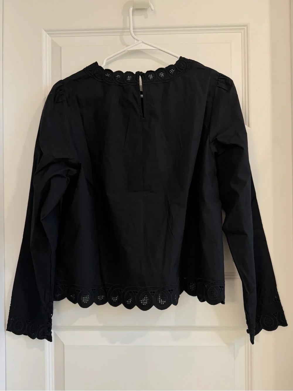 Madewell Black Embroidered Long-Sleeve Top